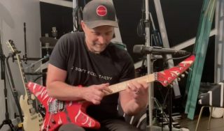 Dweezil Zappa plays a 1982 Kramer Star electric guitar given to him by Eddie Van Halen when he was 12 years old